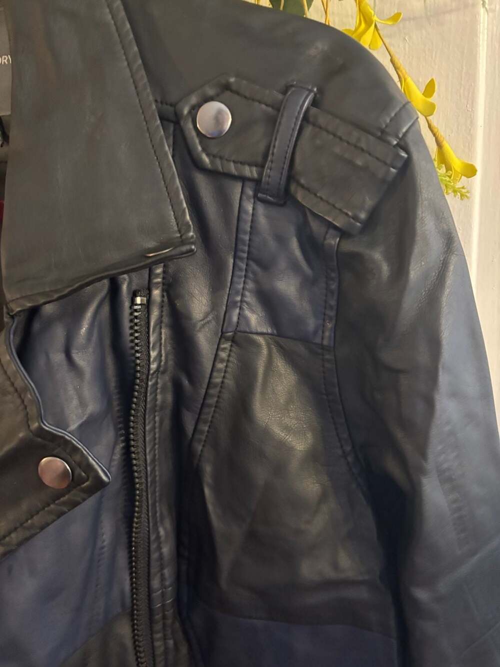 Kate & Mallory Faux Leather Biker Moto Jacket with Zip Details - Picture 4 of 5
